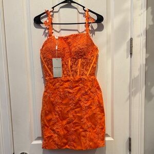 Nina Vibrant Orange Floral Mini Dress